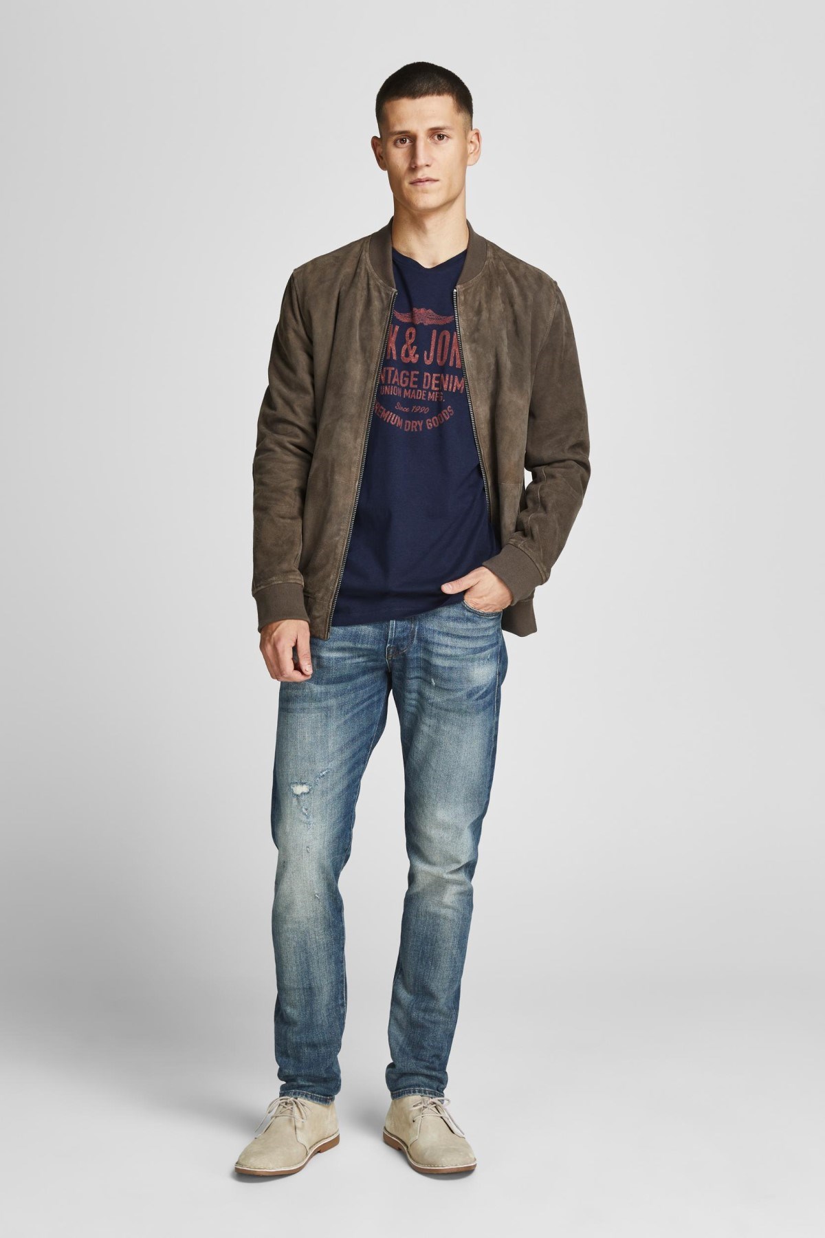 Jack Jones Erkek T-Shirt 12208452 Navy Blazer