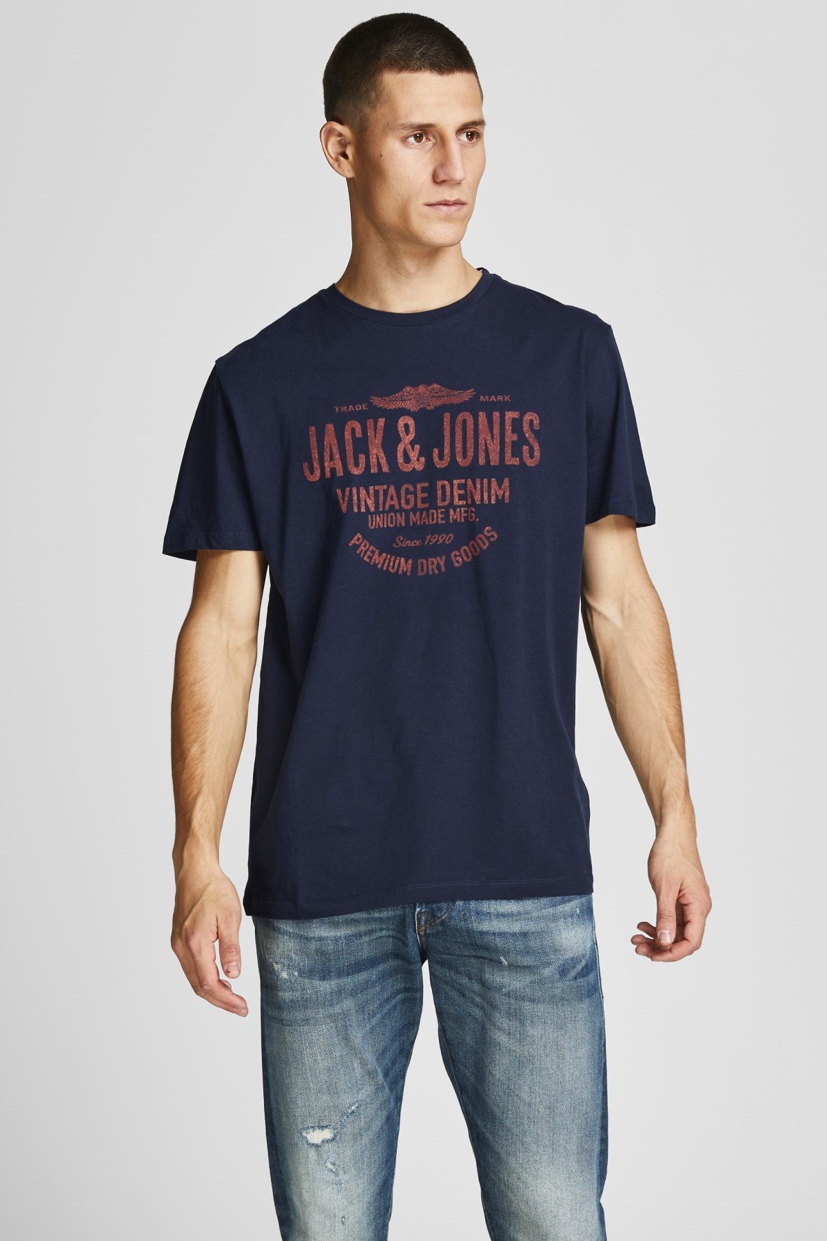 Jack Jones Erkek T-Shirt 12208452 Navy Blazer