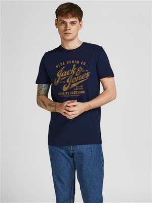 Jack Jones Erkek T-Shirt 12208460 Navy Blazer