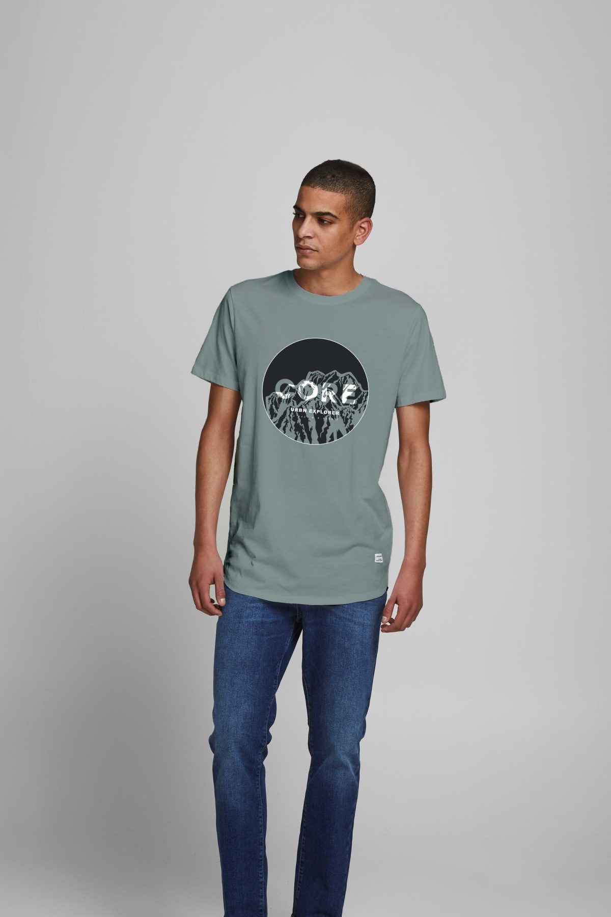 Jack Jones Erkek T-Shirt 12209200 Slate Gray