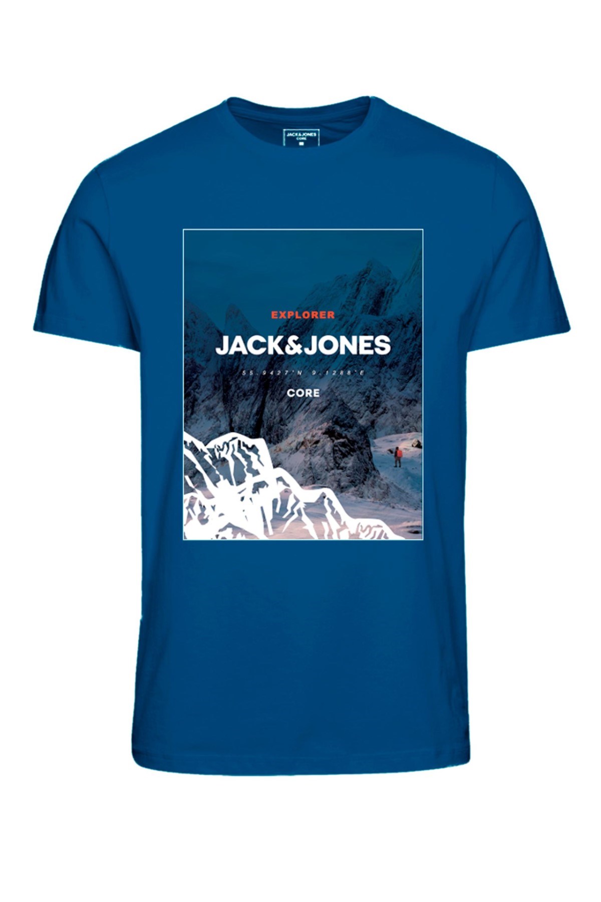 Jack Jones Erkek T-Shirt 12209200 Snorkel Blue