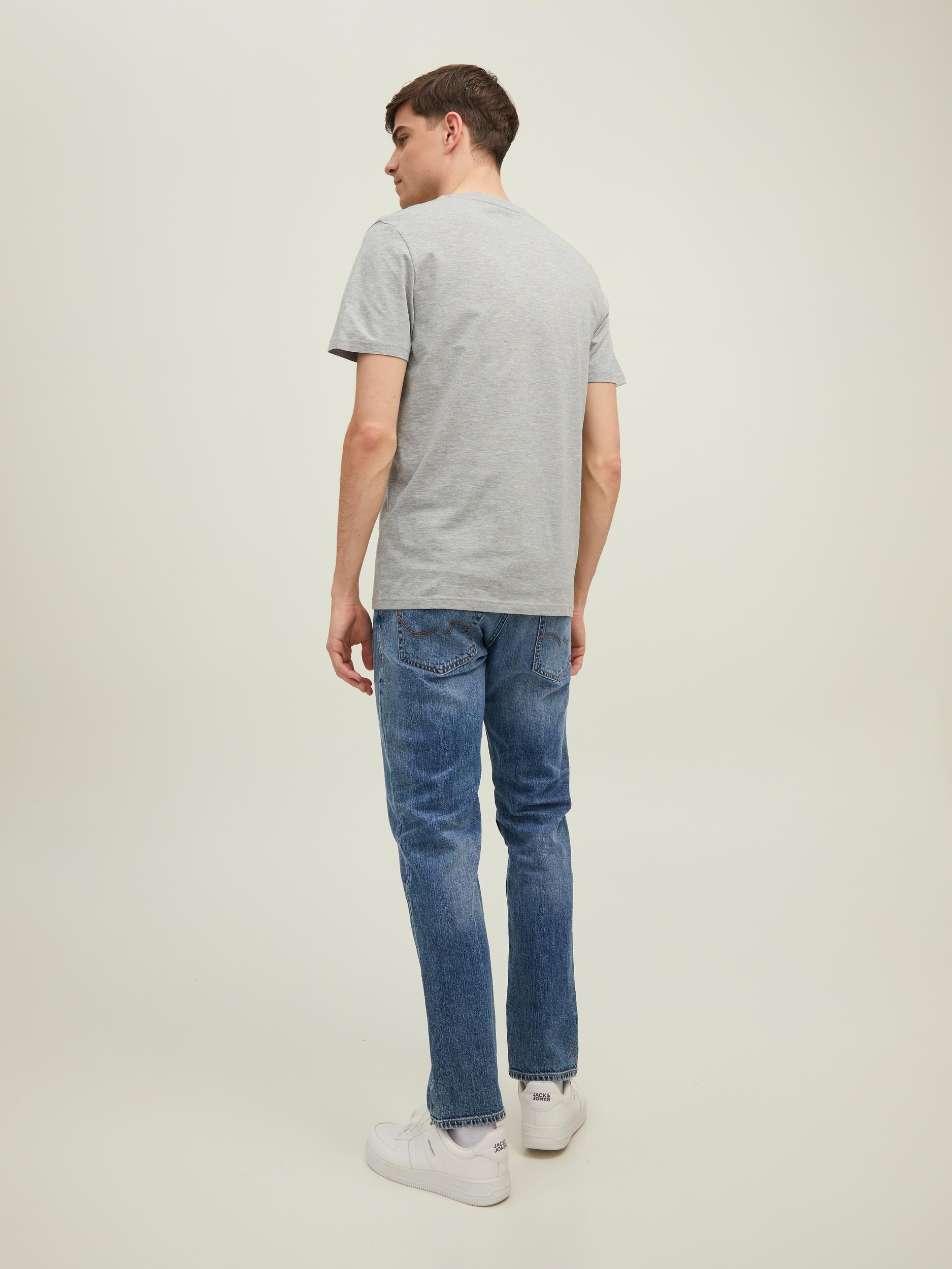 Jack Jones Erkek T-Shirt 12210481 Light Grey Melange