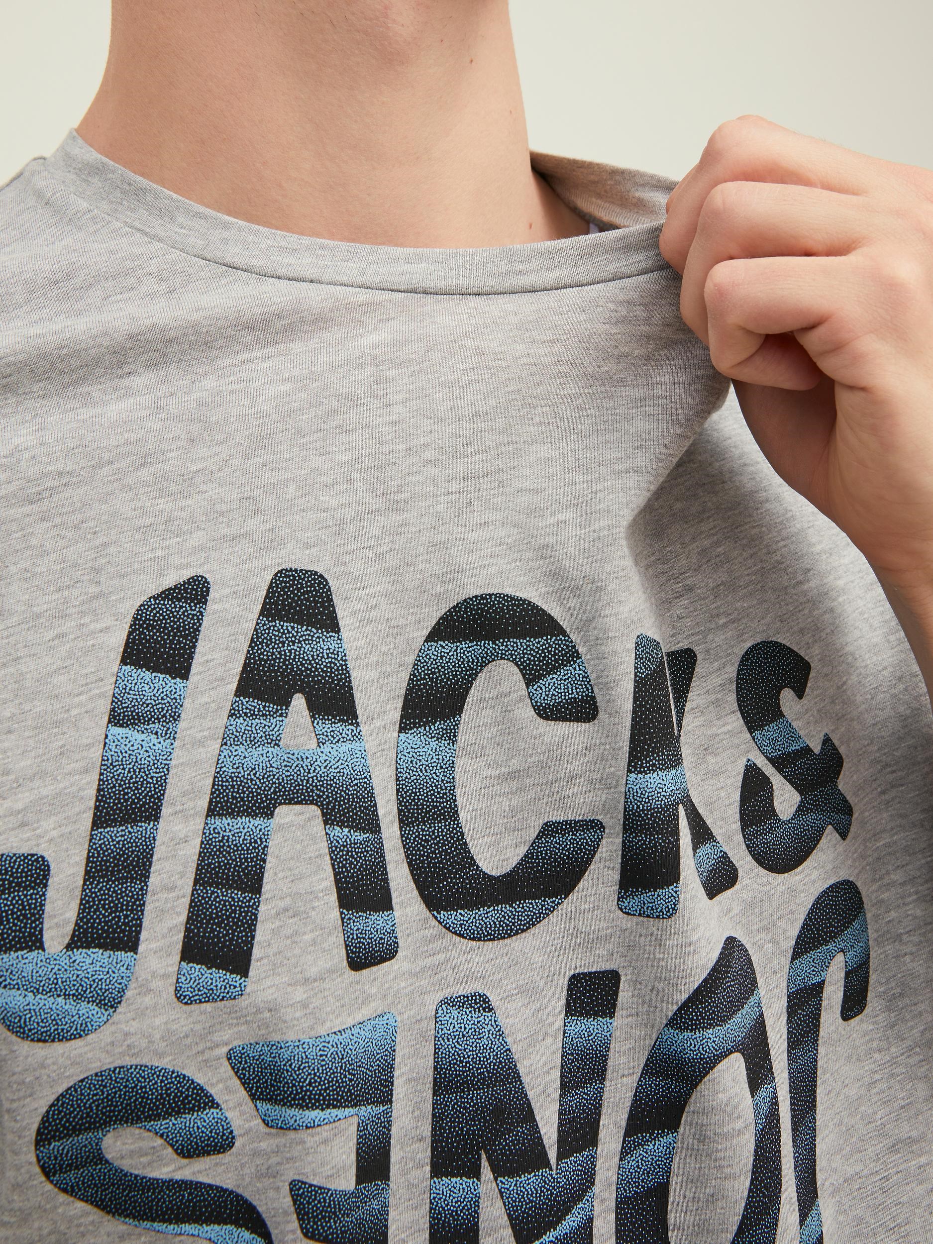 Jack Jones Erkek T-Shirt 12210481 Light Grey Melange