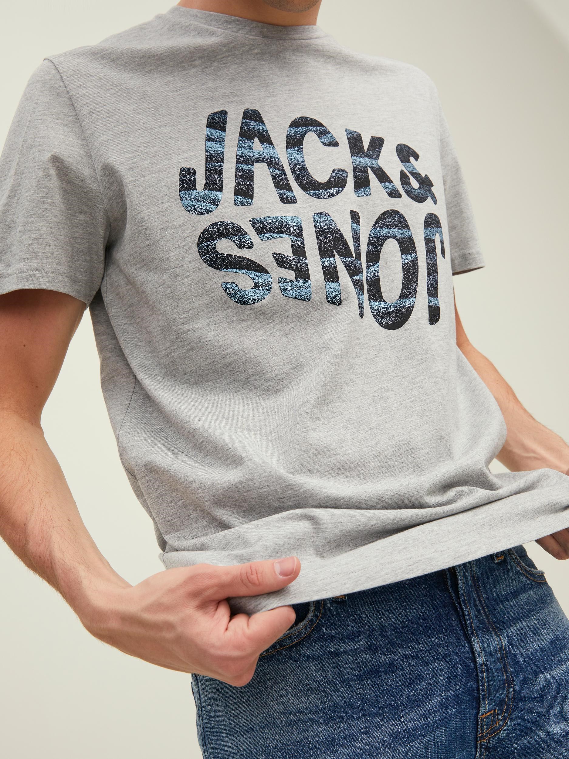 Jack Jones Erkek T-Shirt 12210481 Light Grey Melange