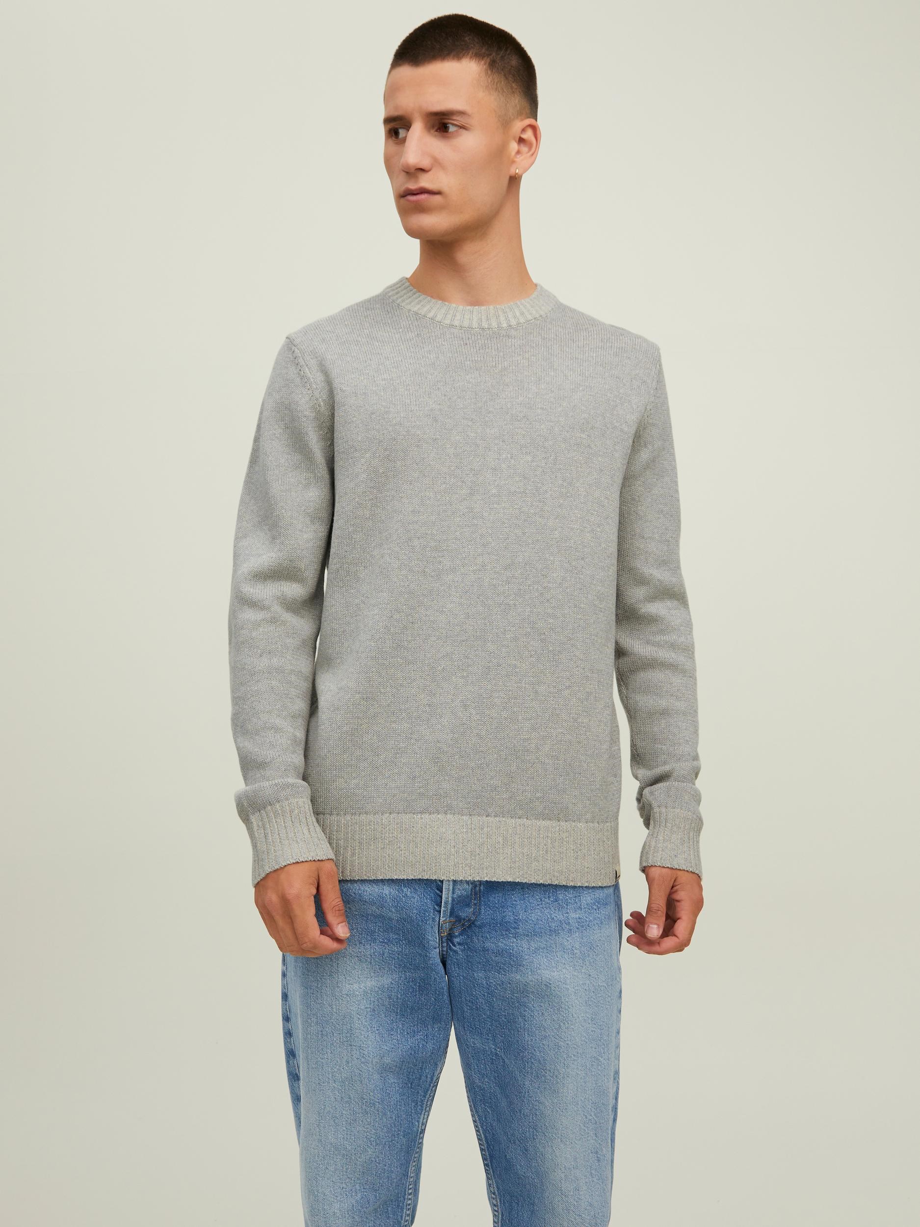 Jack Jones Erkek Kazak 12216006 Light Grey Melange