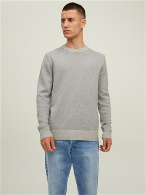 Jack Jones Erkek Kazak 12216006 Light Grey Melange