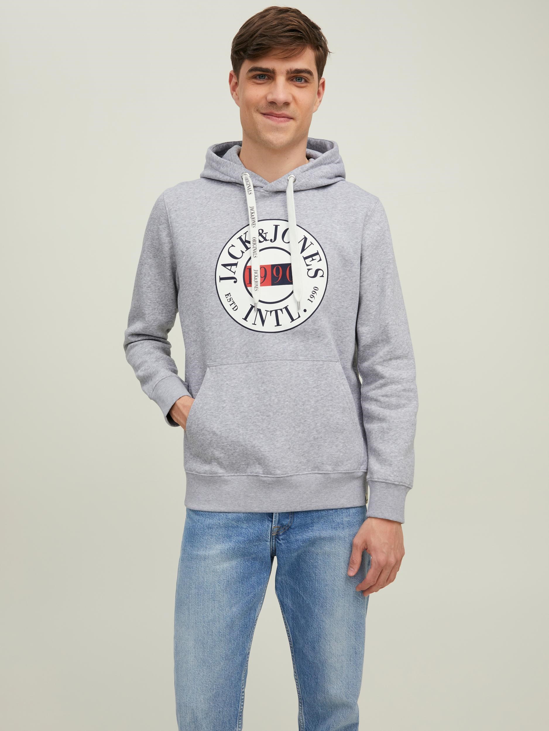 Jack Jones Erkek S-Shirt 12216055 Light Grey Melange