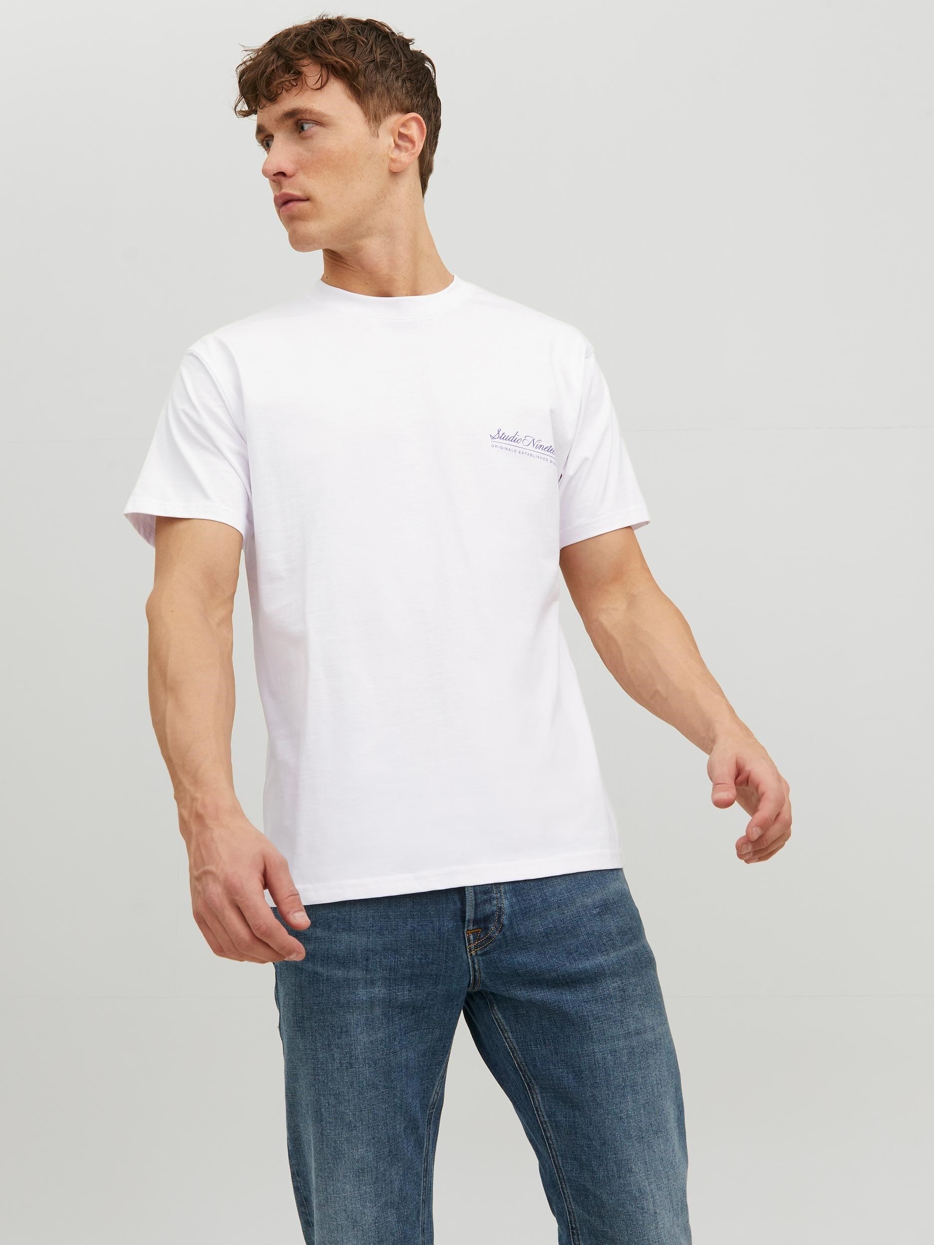 Jack Jones Erkek T-Shirt 12227699 Bright White