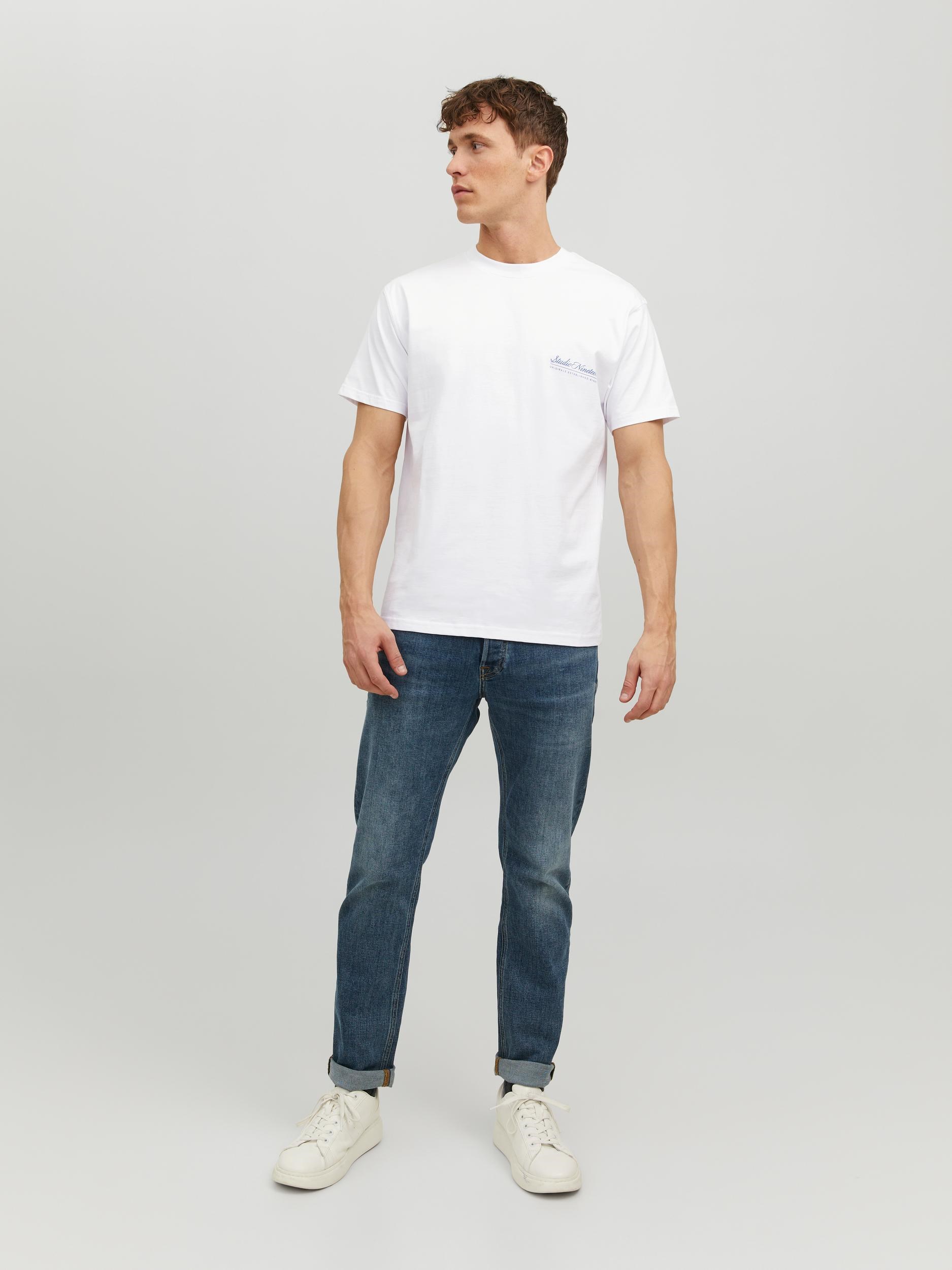 Jack Jones Erkek T-Shirt 12227699 Bright White