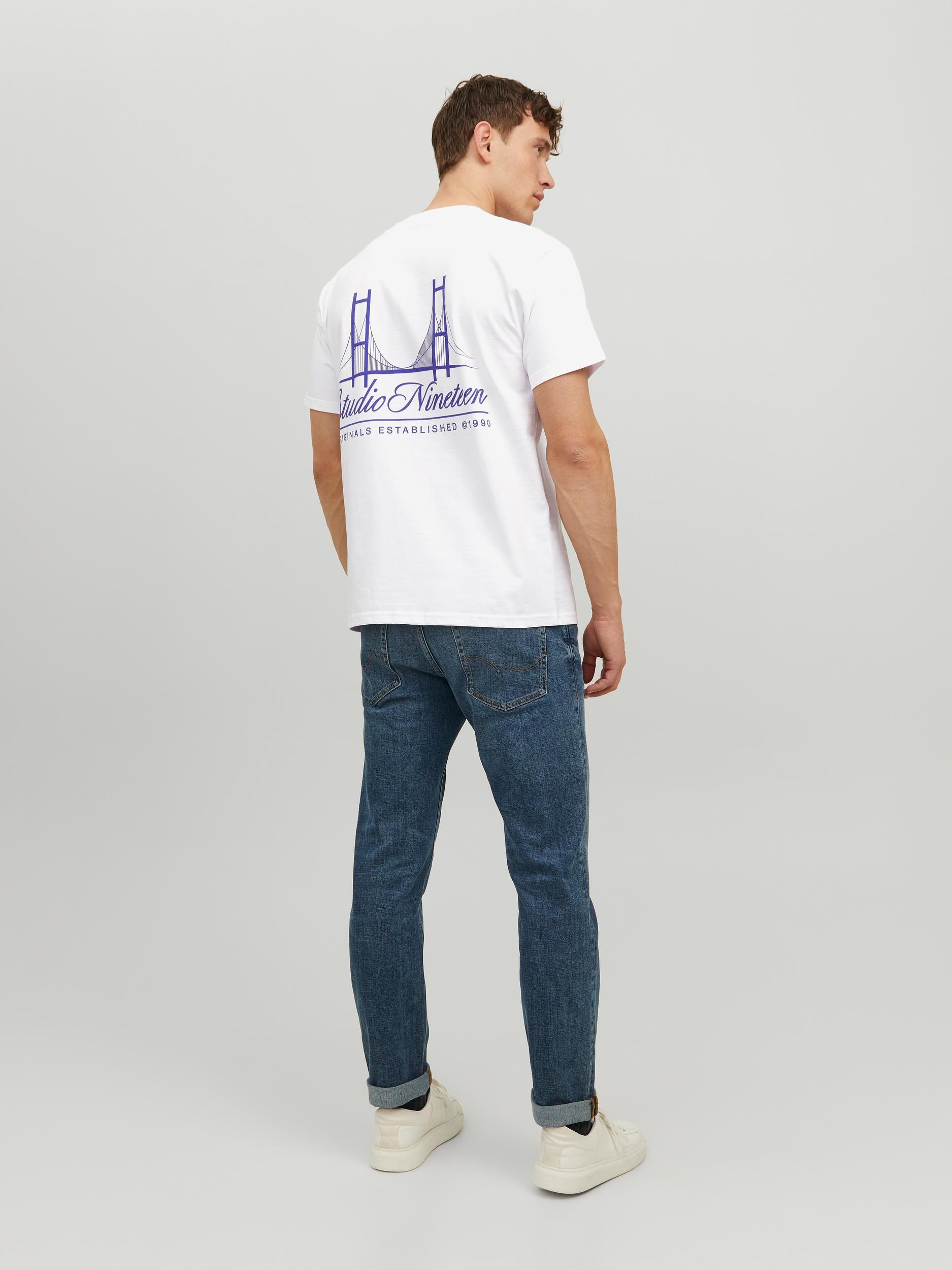 Jack Jones Erkek T-Shirt 12227699 Bright White