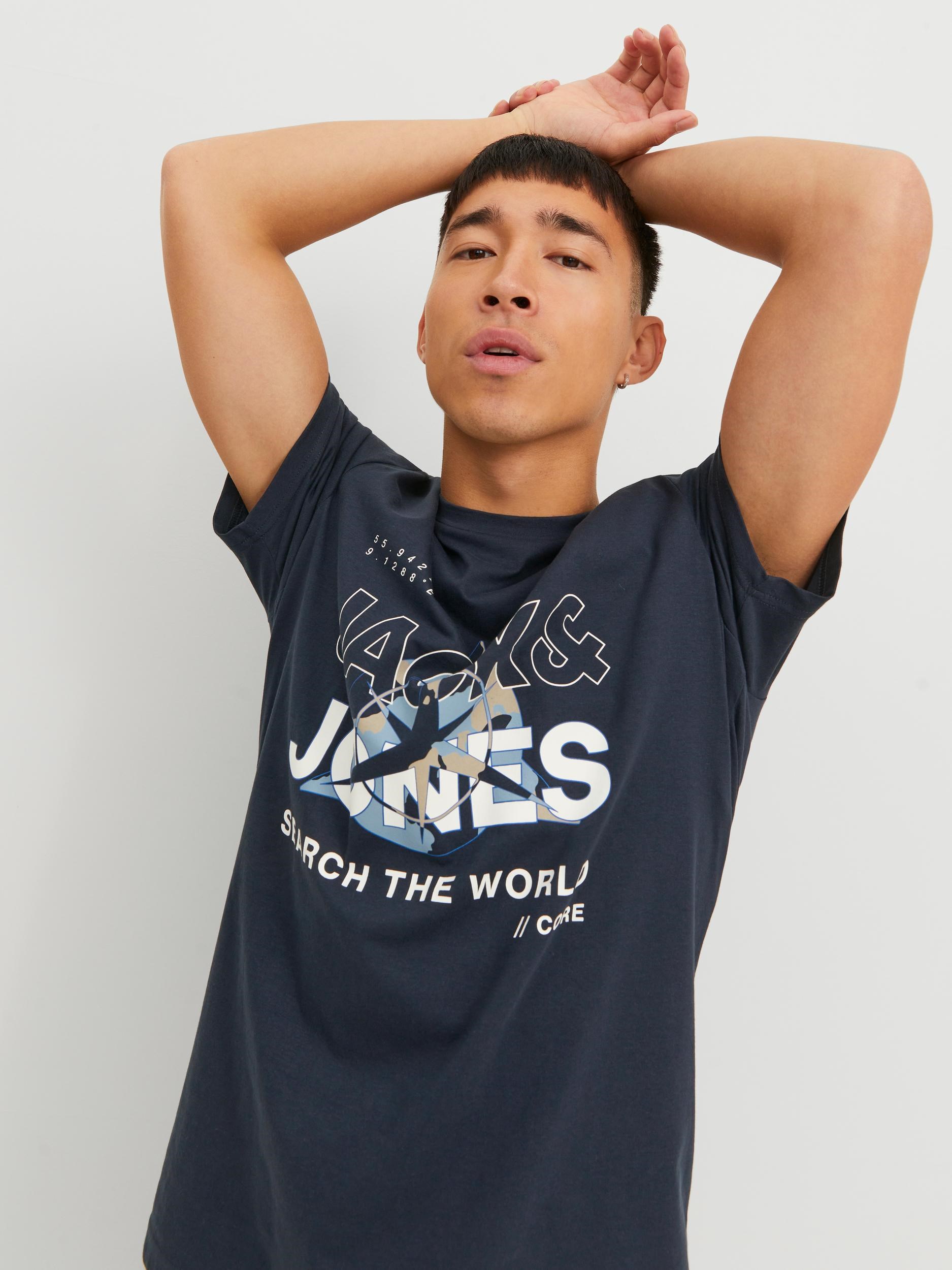 Jack Jones Erkek T-Shirt 12228391 Navy Blazer