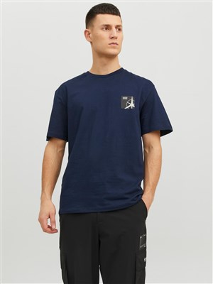Jack Jones Erkek T-Shirt 12229885 Navy Blazer