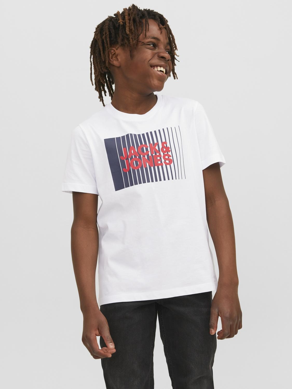 Jack Jones Erkek Çocuk T-Shirt 12237411 White