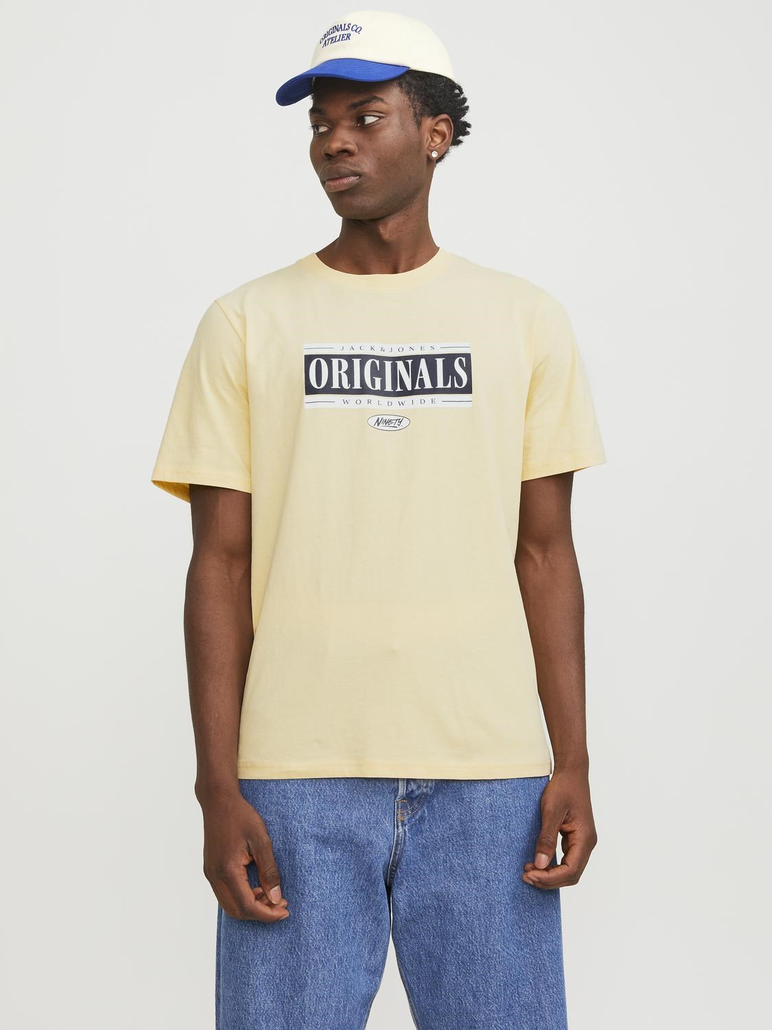 Jack Jones Erkek T-Shirt 12250411 Italian Straw