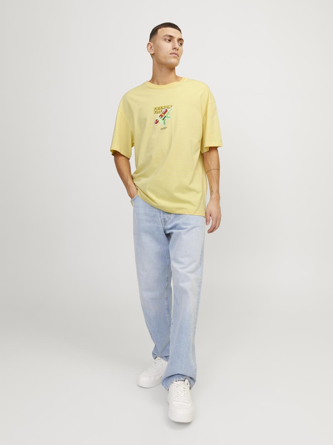 Jack Jones Erkek T-Shirt 12254169 Italian Straw