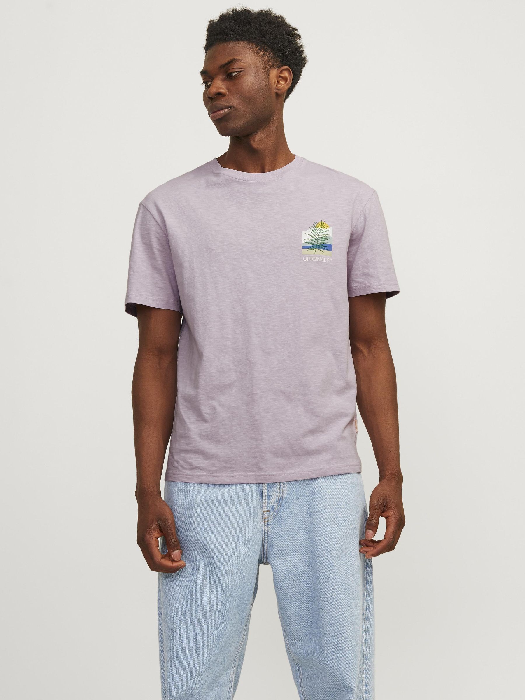 Jack Jones Erkek T-Shirt 12256215 Lavender Frost