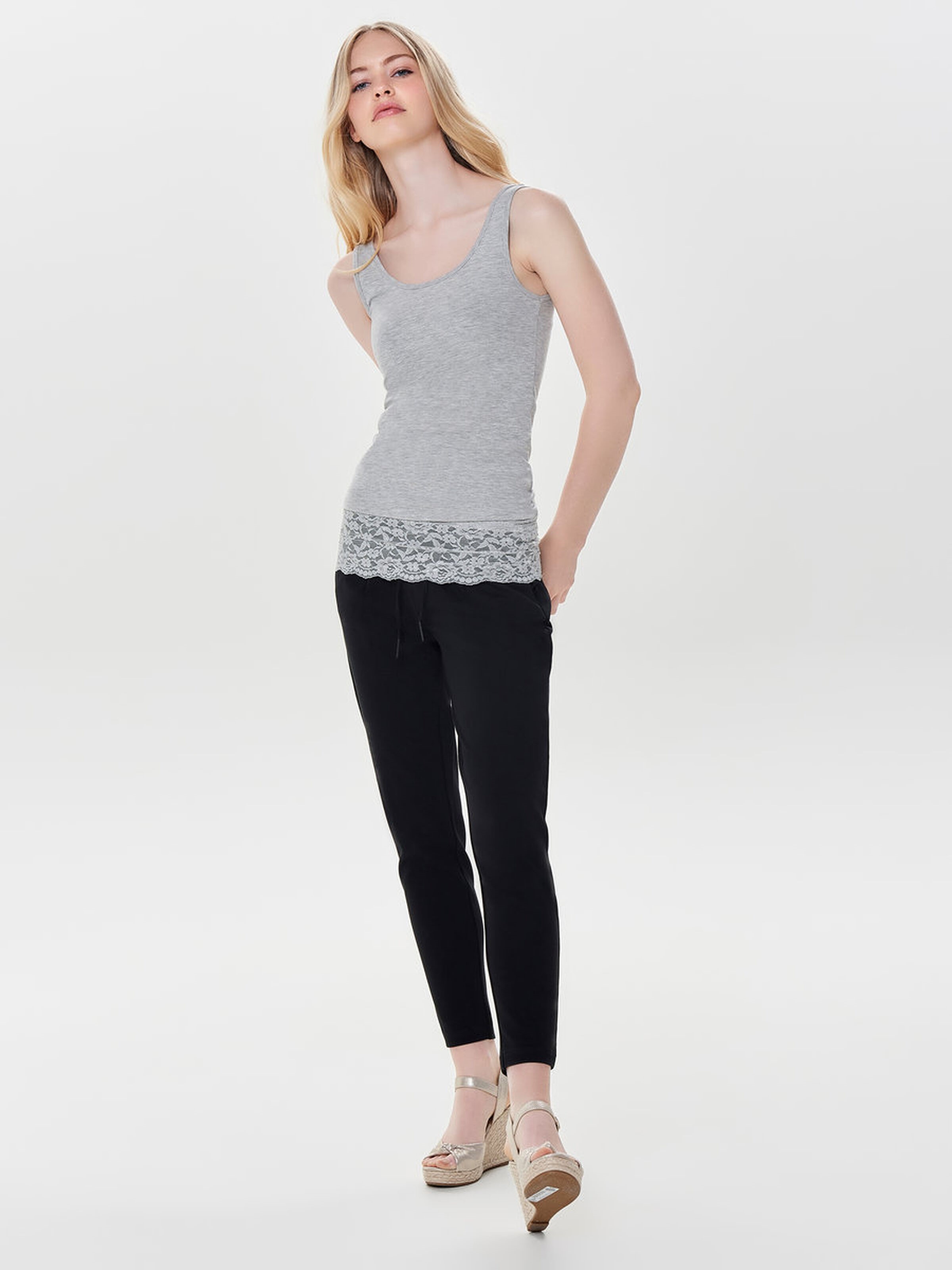 Only Kadın T-Shirt 15072354 Light Grey Melange
