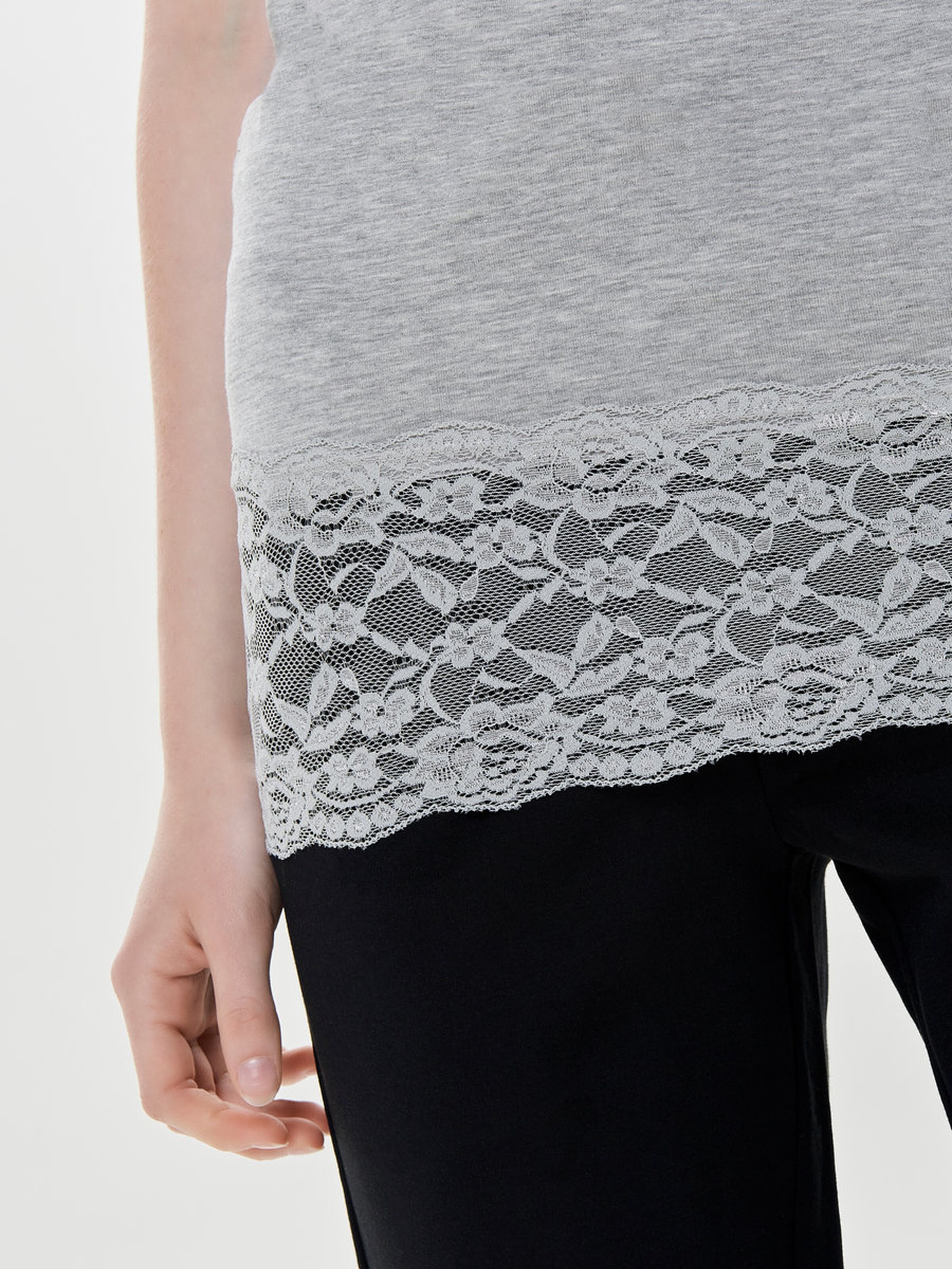 Only Kadın T-Shirt 15072354 Light Grey Melange