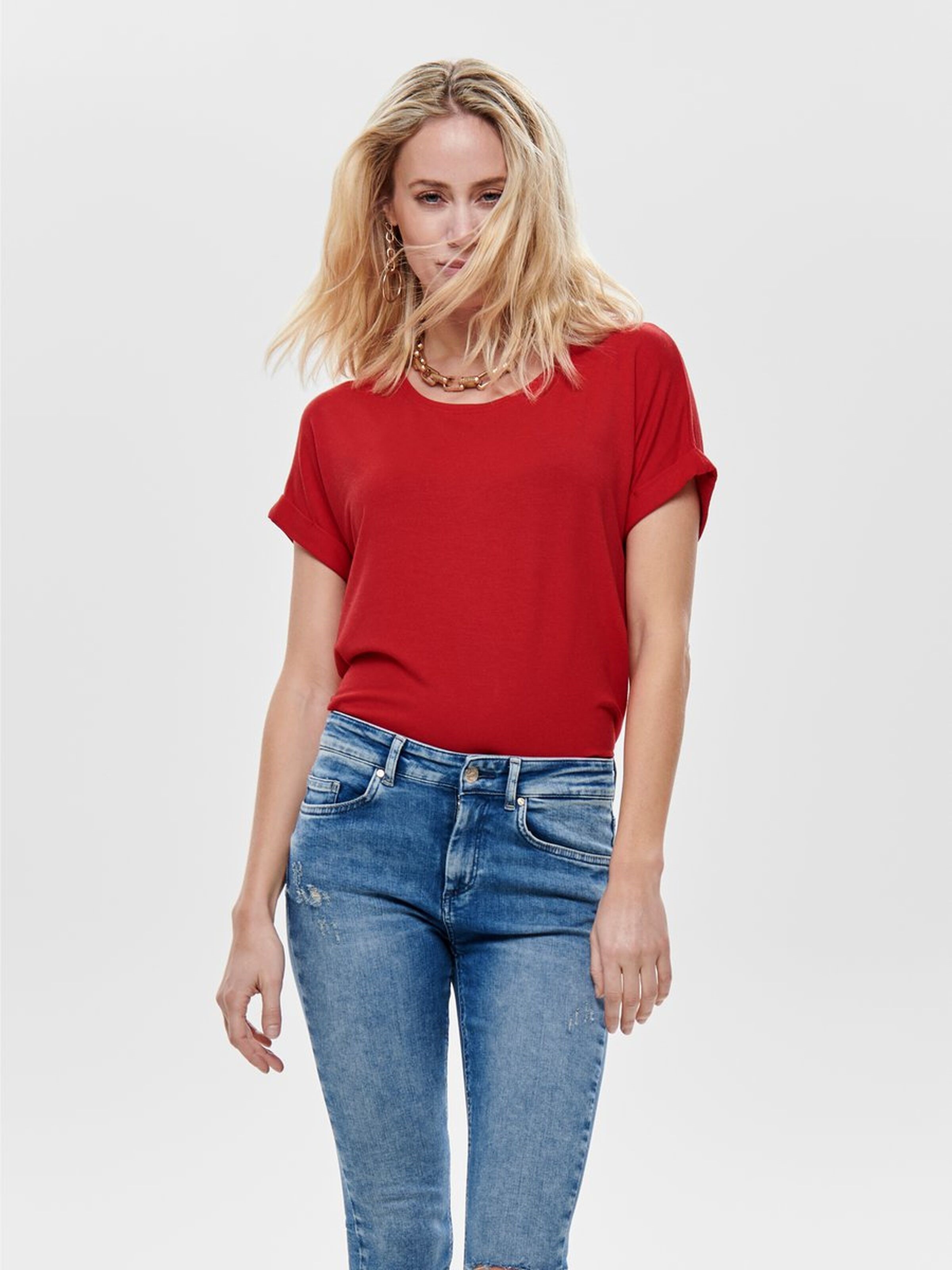 Only Kadın T-Shirt 15106662 High Risk Red