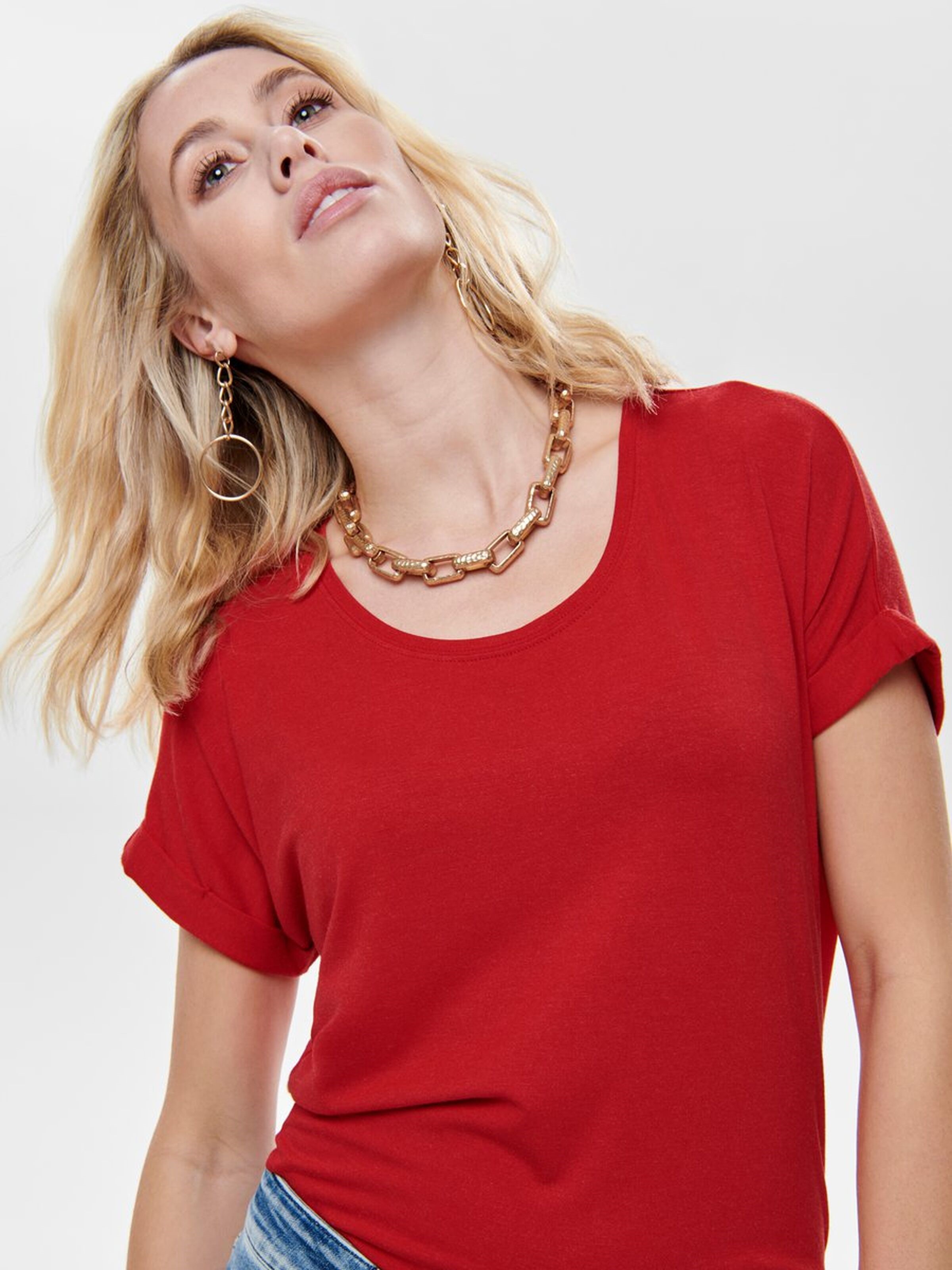 Only Kadın T-Shirt 15106662 High Risk Red