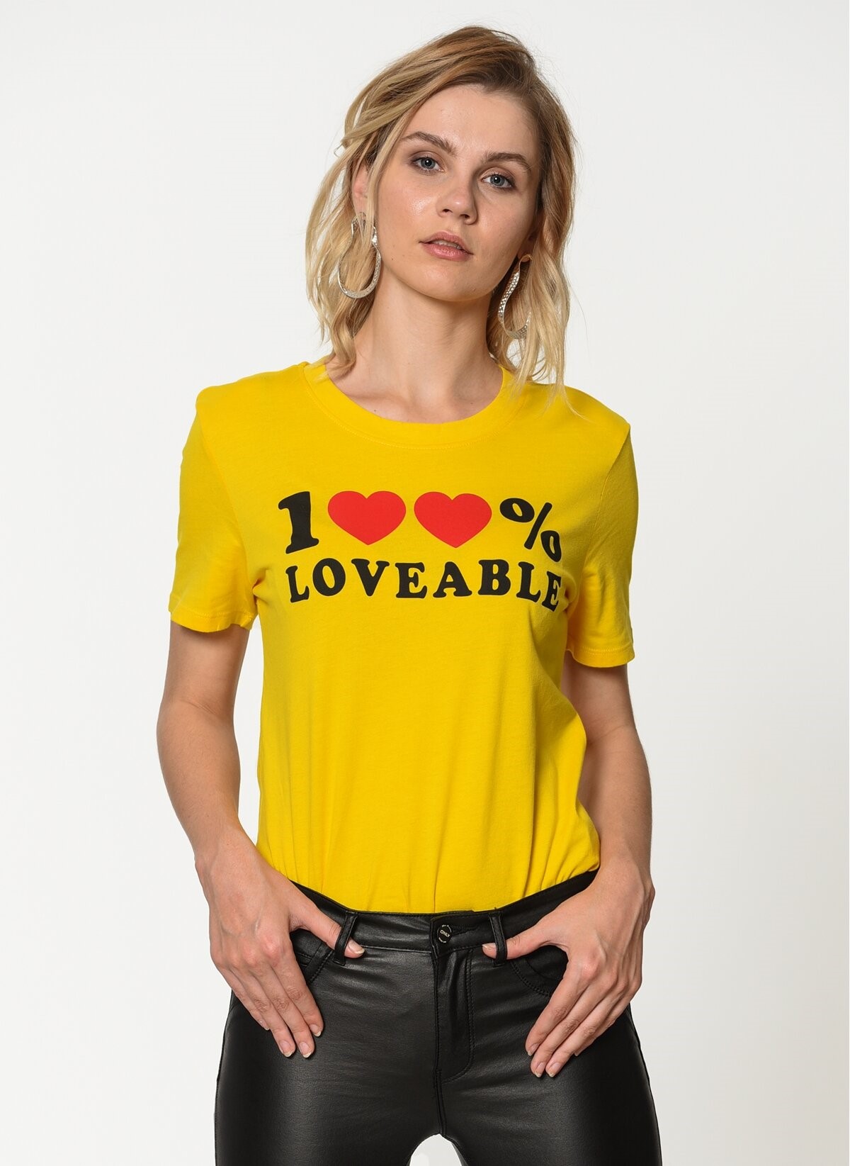 Only Kadın T-Shirt 15164834 Lemon