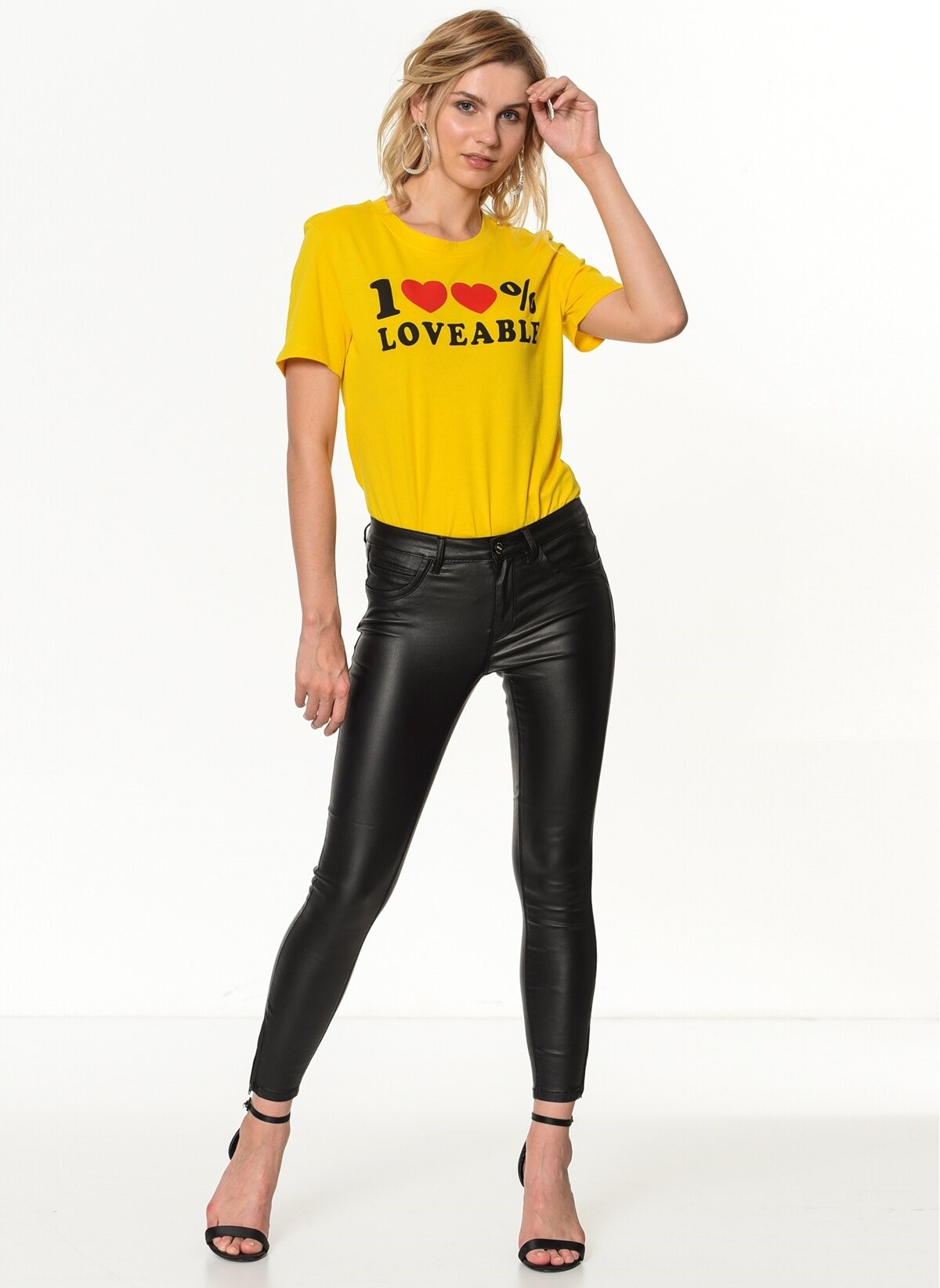 Only Kadın T-Shirt 15164834 Lemon