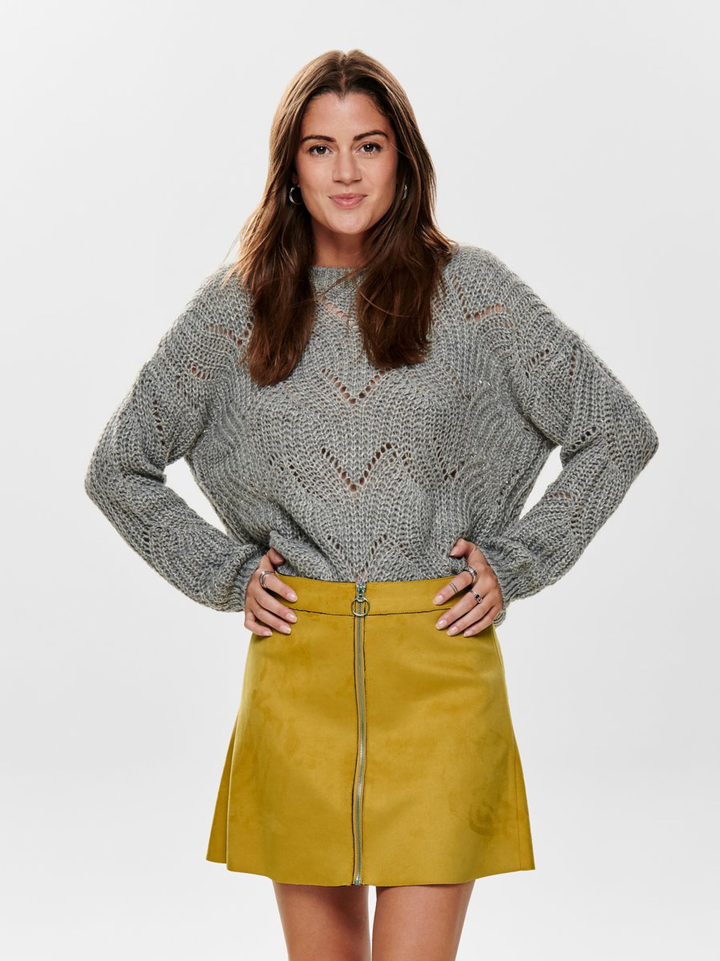 Only Kadın Kazak 15187600 Light Grey Melange