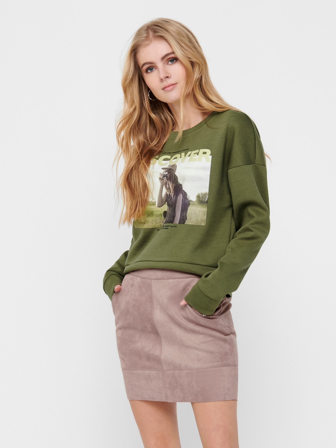 Only Kadın S-Shirt 15199432 Martini Olive