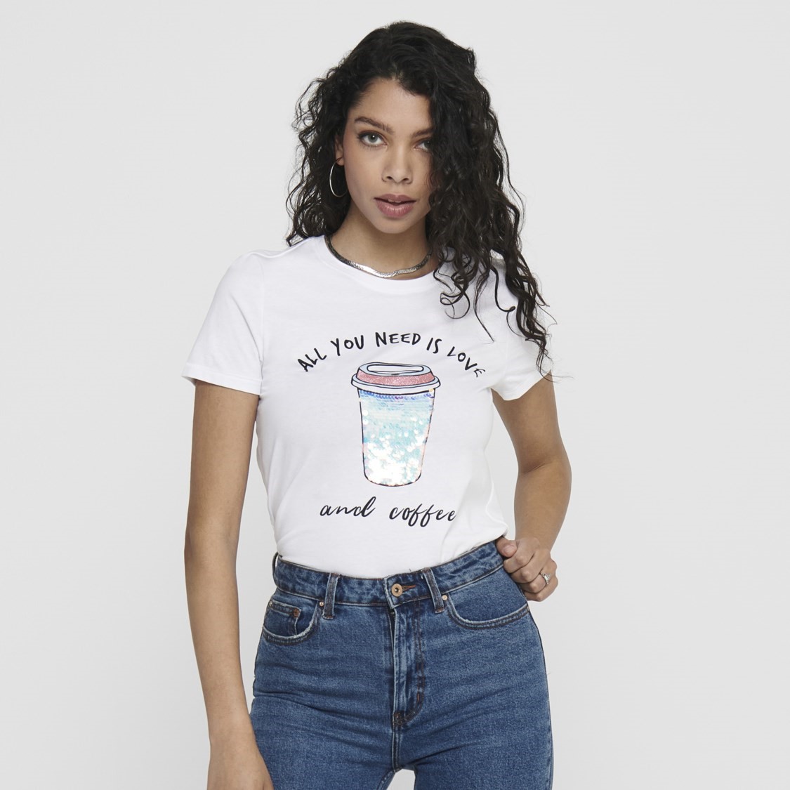 Only Kadın T-Shirt 15203528 Bright White