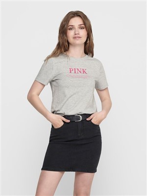 Only Kadın T-Shirt 15203614 Light Grey Melange