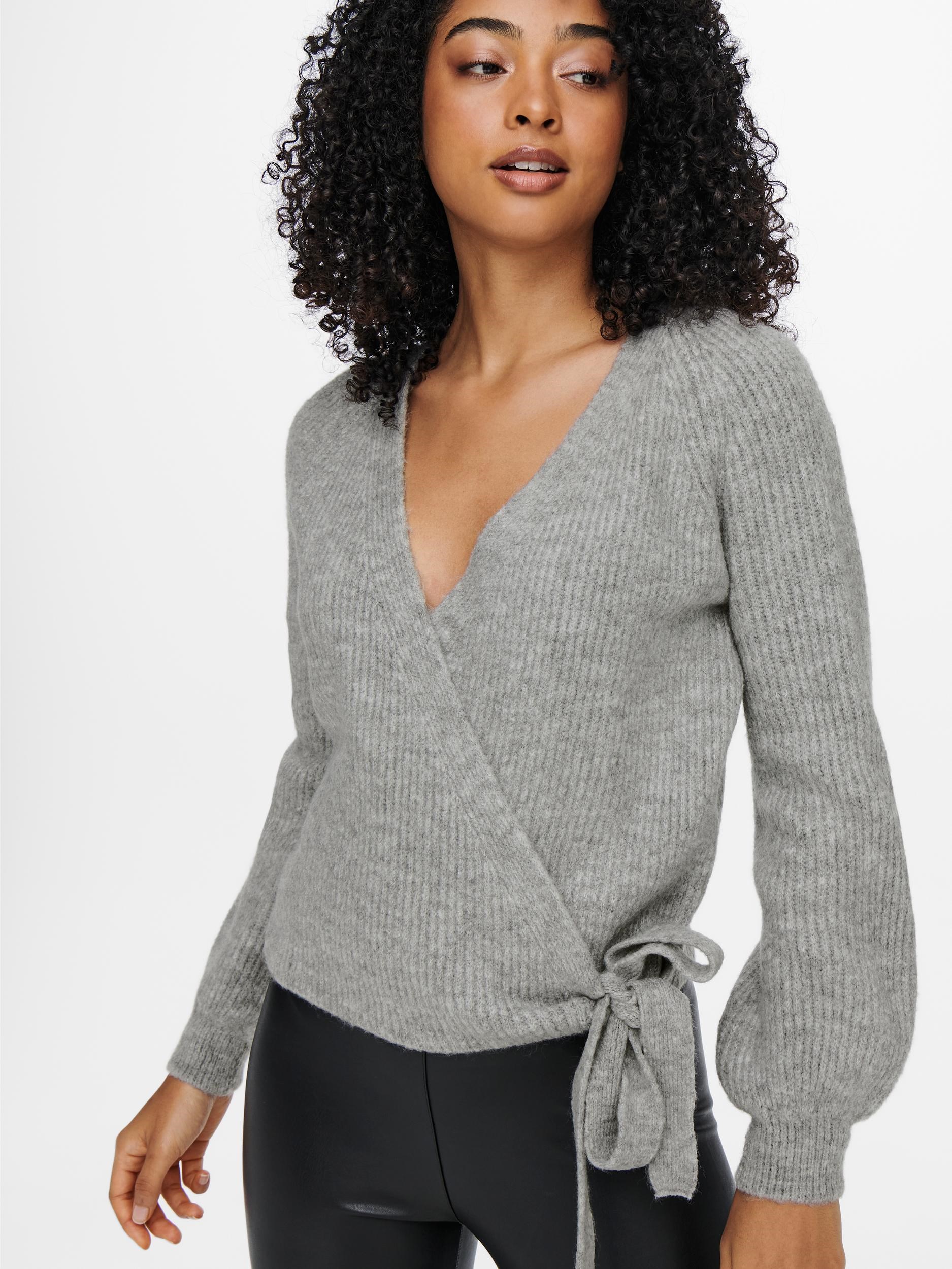 Only Kadın Triko 15248652 Light Grey Melange