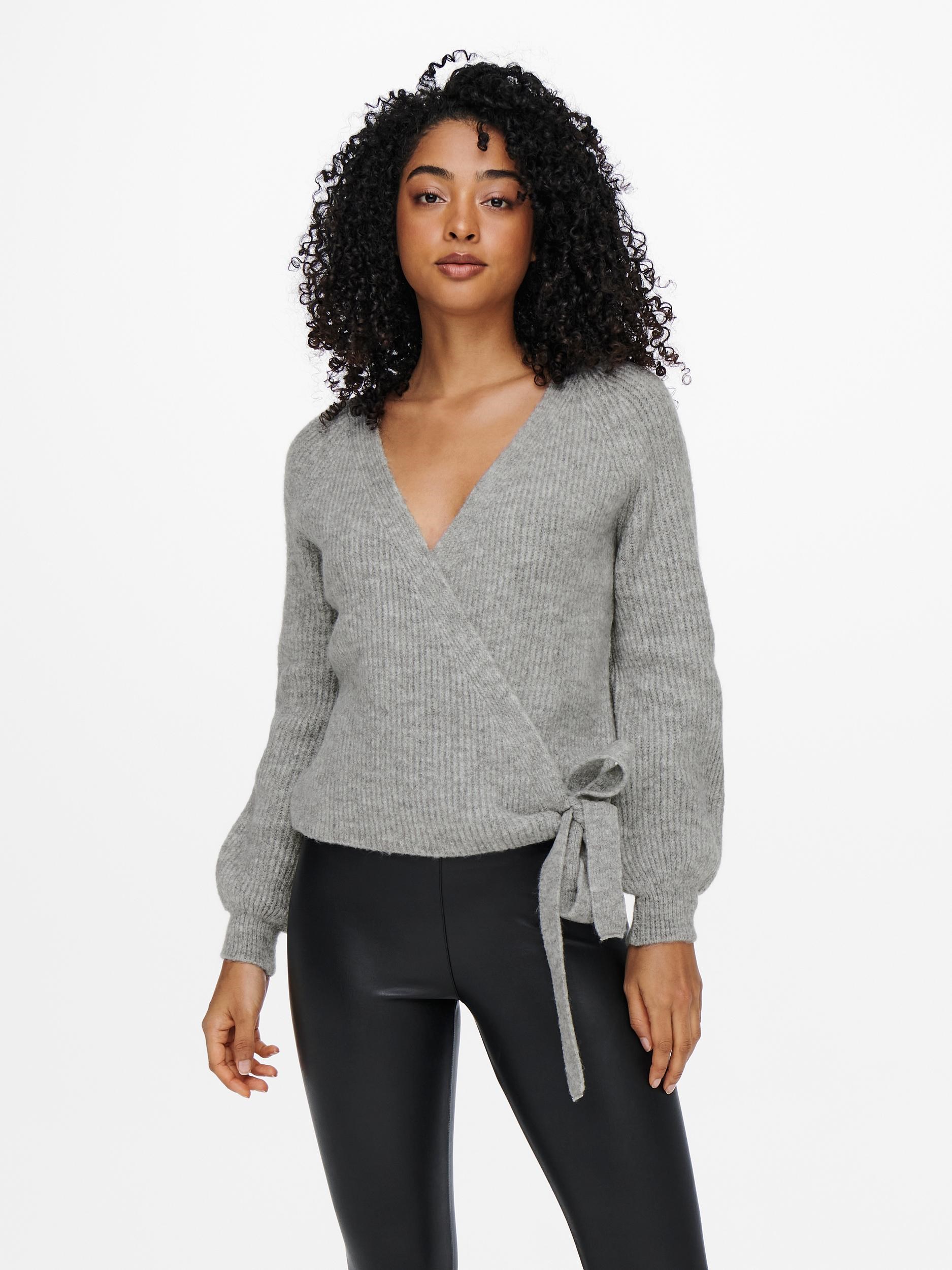 Only Kadın Triko 15248652 Light Grey Melange