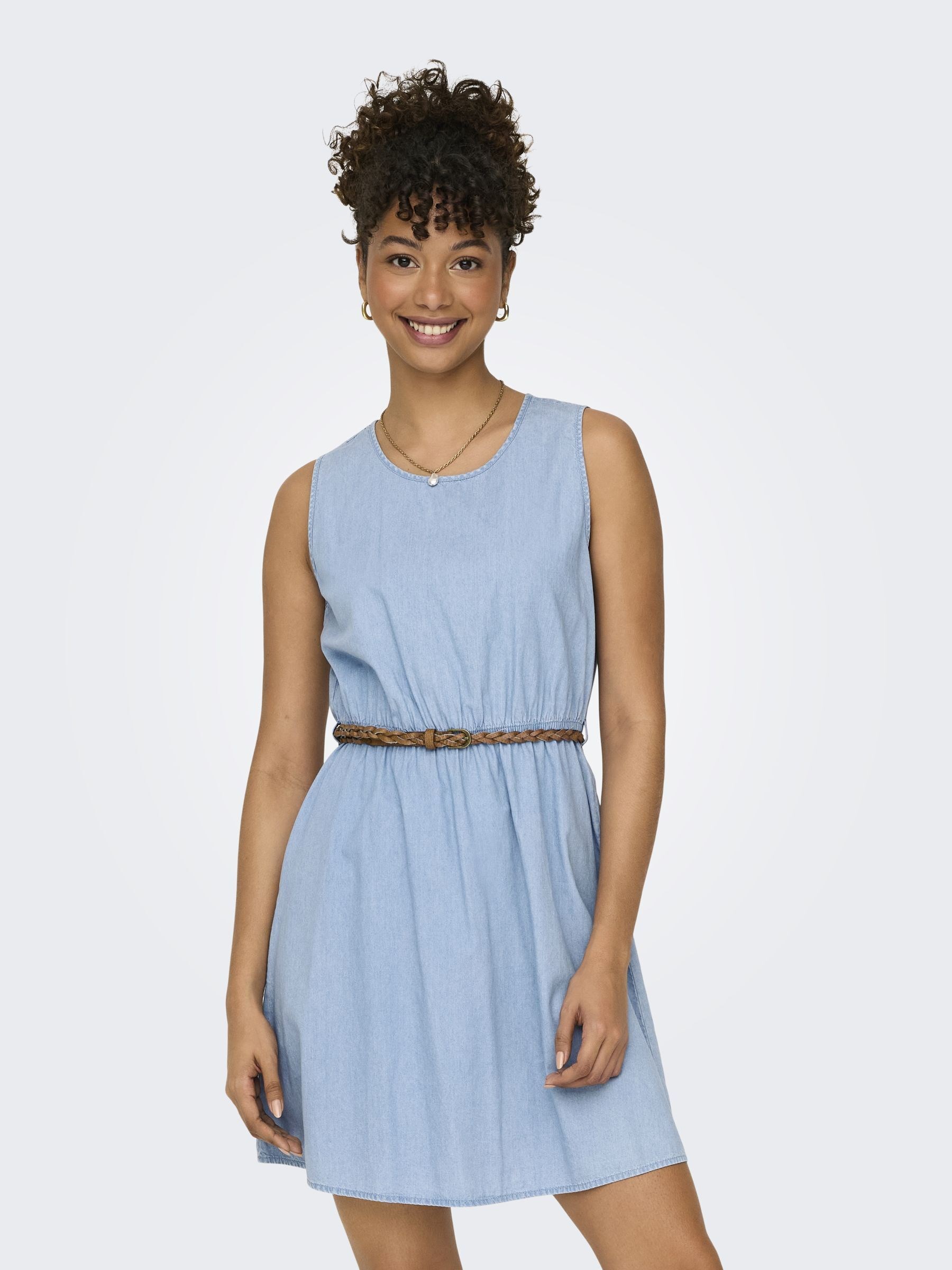 Only Kadın Elbise 15313035 Light Blue Denim