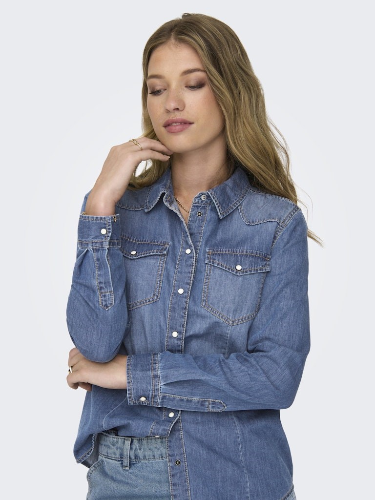 Only Kadın Gömlek 15315185 Medium Blue Denim