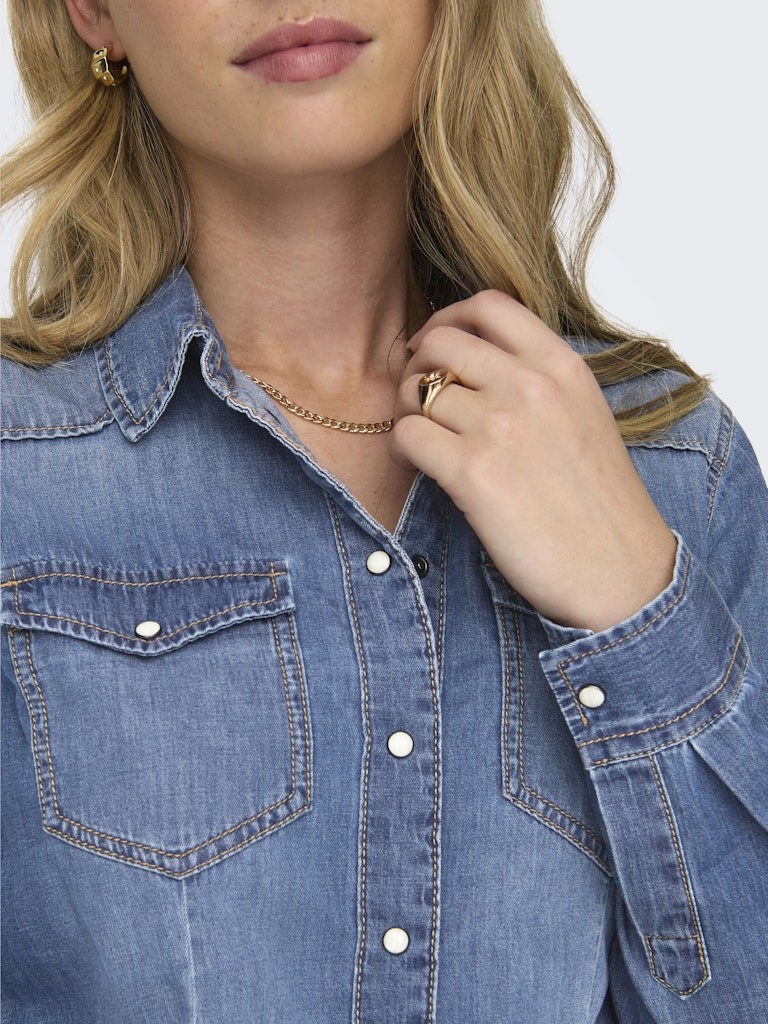Only Kadın Gömlek 15315185 Medium Blue Denim