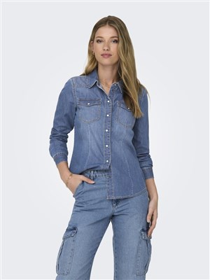Only Kadın Gömlek 15315185 Medium Blue Denim