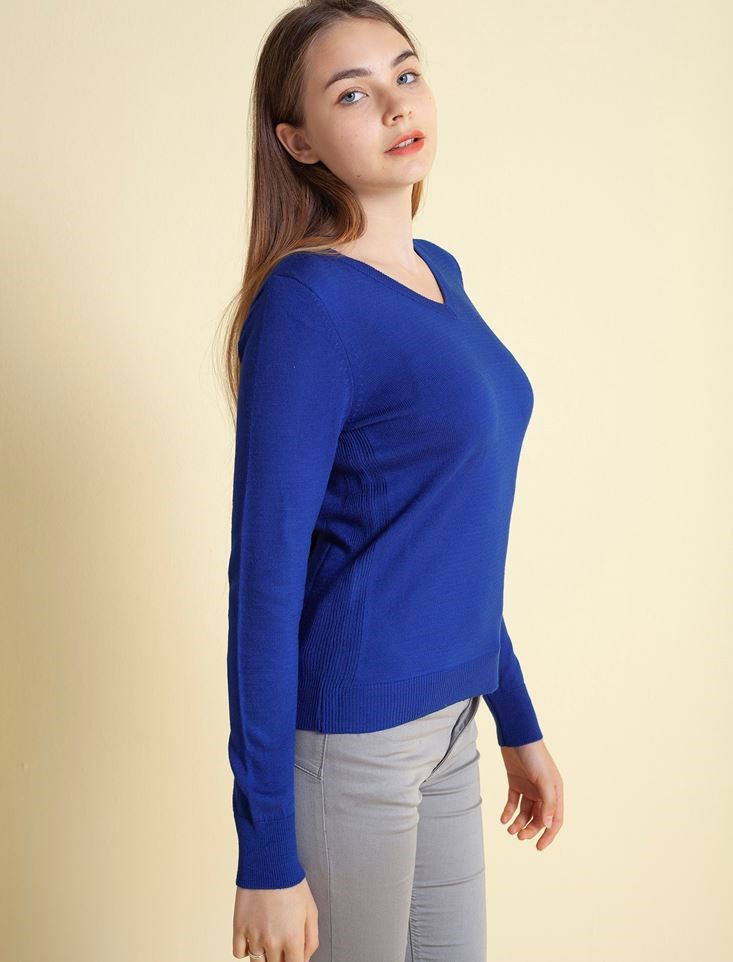 Fashion Friends Kadın Kazak 20K0244B1 Saks / Sax
