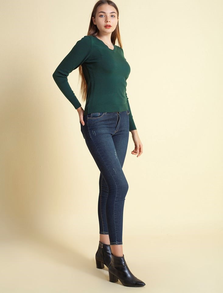 Fashion Friends Kadın Kazak 20K0244B1 Yeşil / Green