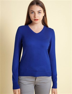 Fashion Friends Kadın Kazak 20K0244B1 Saks / Sax