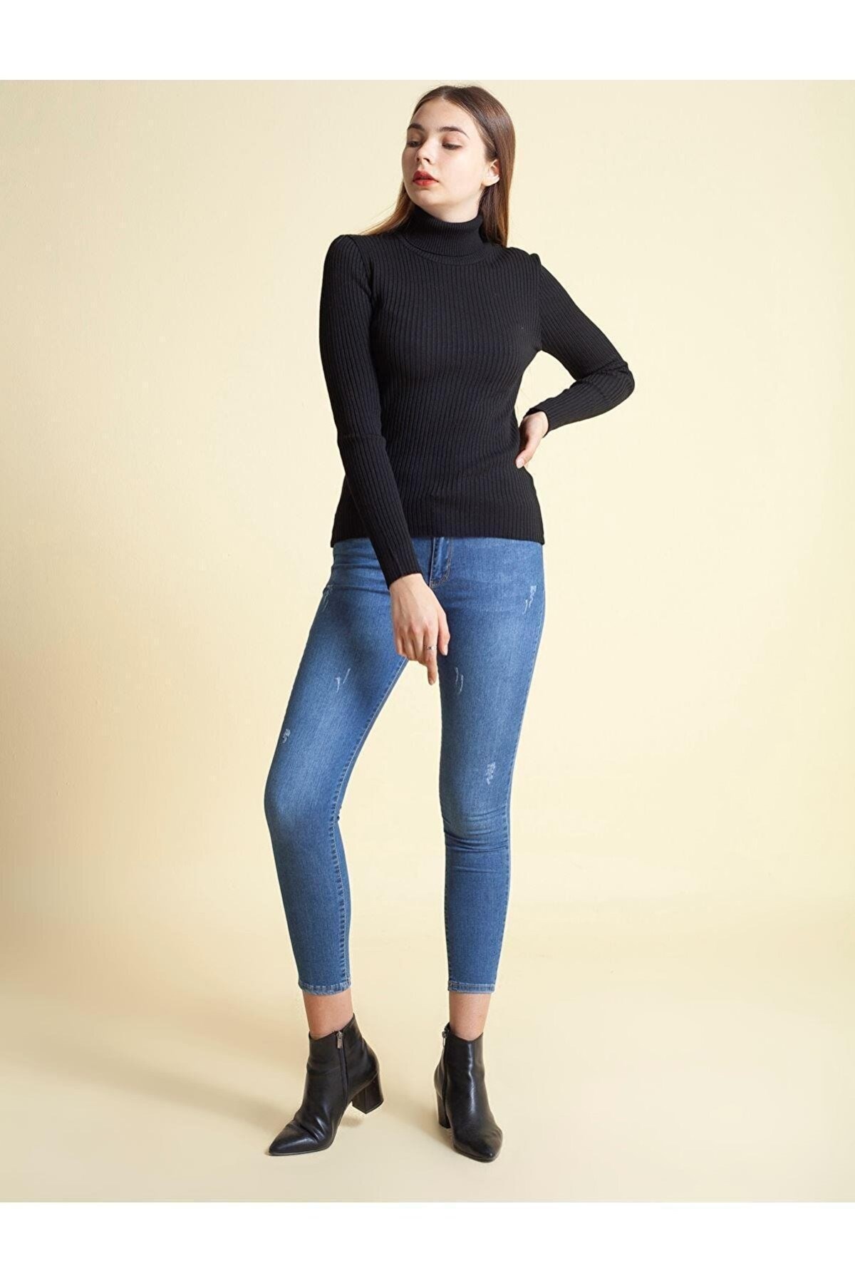 Fashion Friends Kadın Kazak 20K0288B1 Siyah / Black