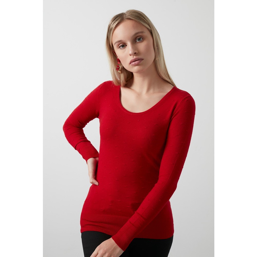 Fashion Friends Kadın Kazak 20k0797b1 Kırmızı / Red