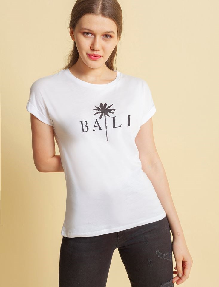 Fashion Friends Kadın T-Shirt 20Y0028B1 Beyaz / White