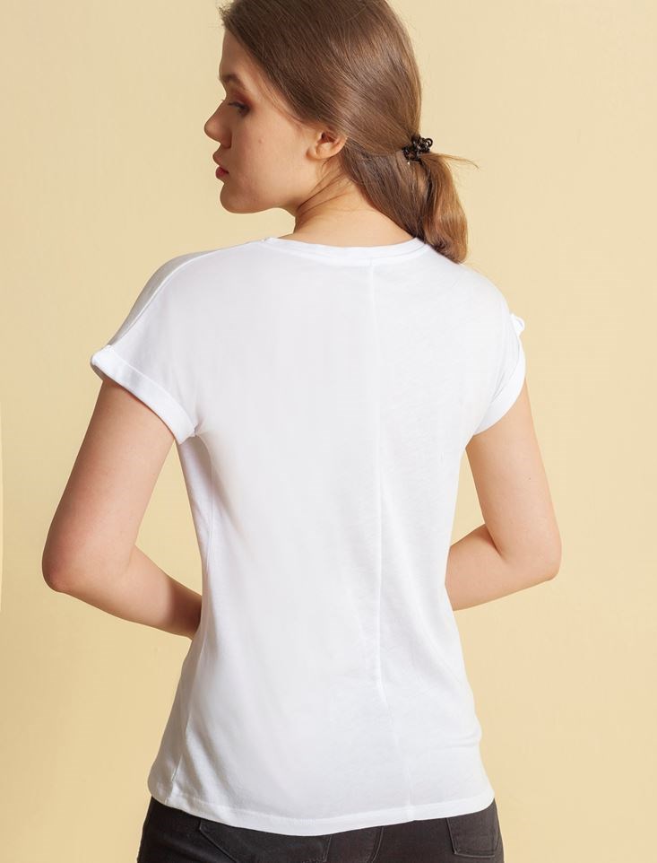 Fashion Friends Kadın T-Shirt 20Y0028B1 Beyaz / White