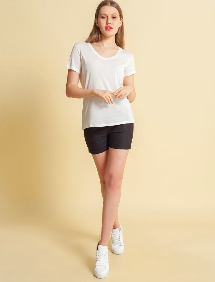 Fashion Friends Kadın T-Shirt 20Y0050B1 Ekru / Ecru