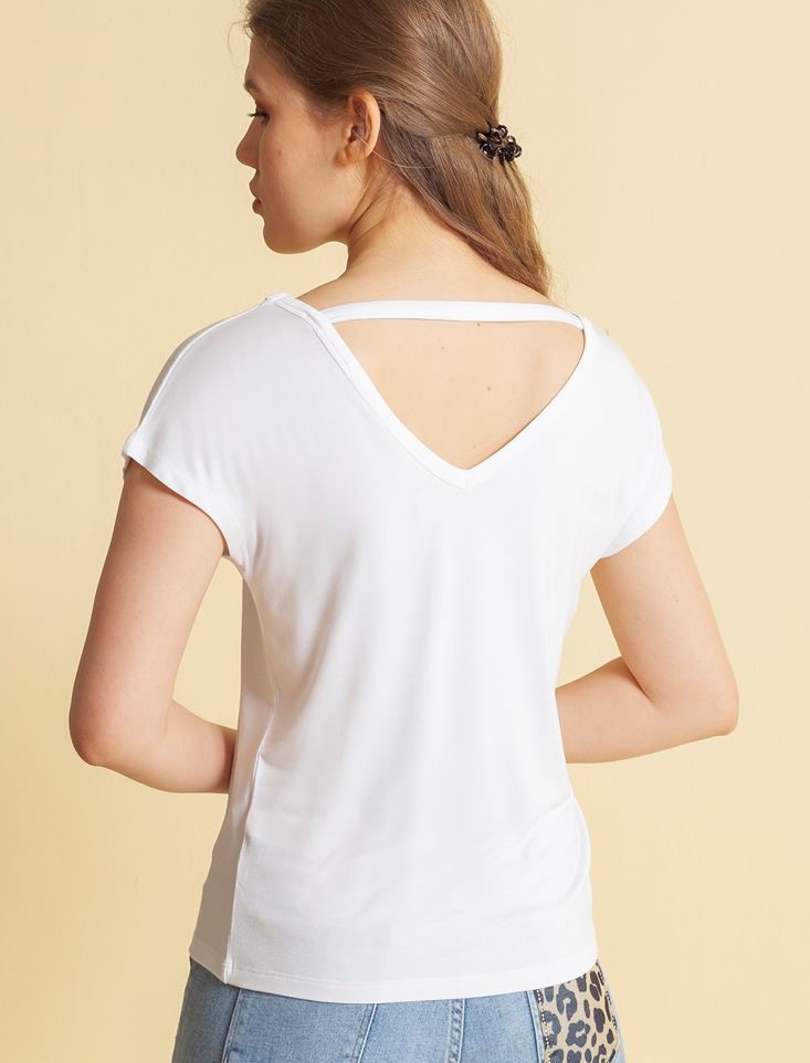 Fashion Friends Kadın T-Shirt 20Y0121B1 Beyaz / White