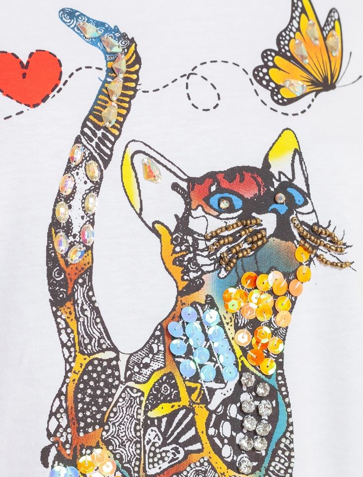 Fashion Friends Kadın T-Shirt 20Y0296B1 Beyaz / White