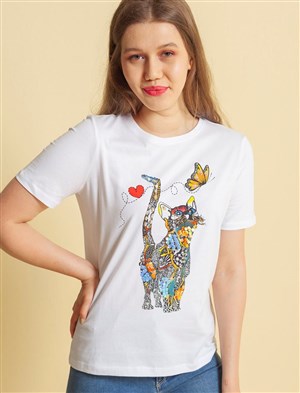 Fashion Friends Kadın T-Shirt 20Y0296B1 Beyaz / White