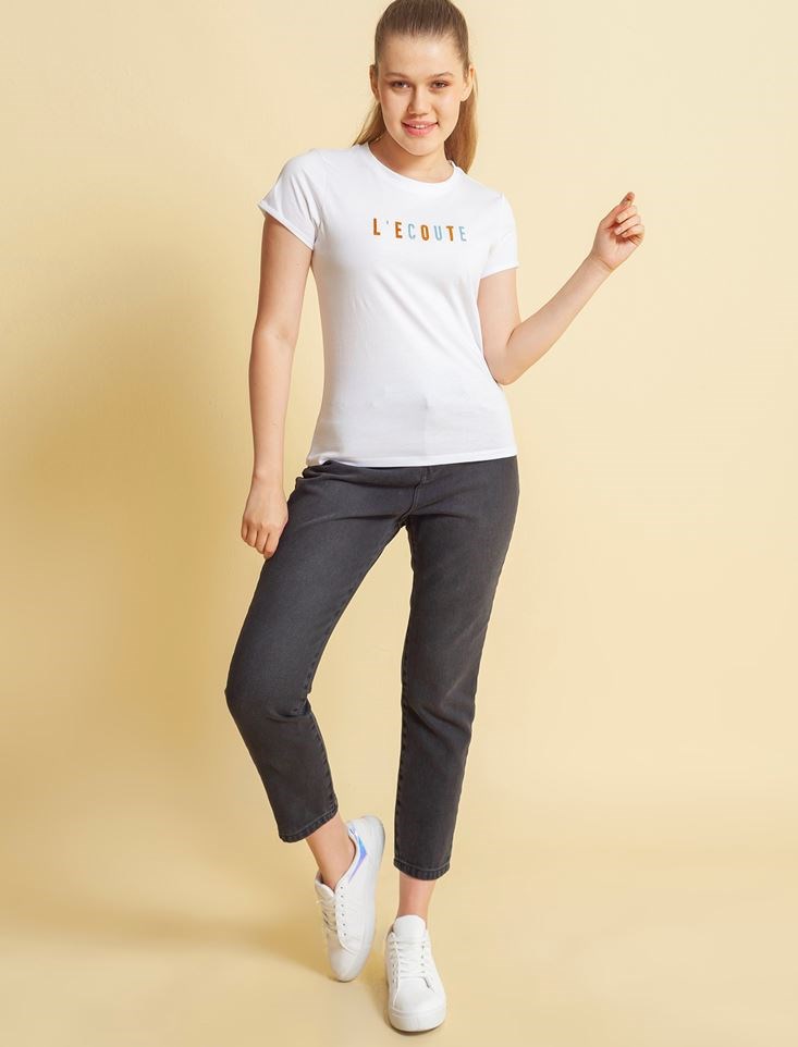 Fashion Friends Kadın T-Shirt 20Y0465B1 Beyaz / White