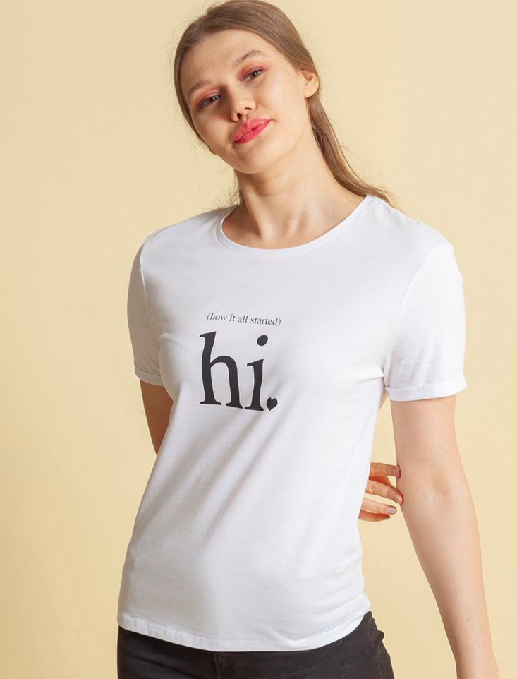 Fashion Friends Kadın T-Shirt 20Y0545B1 Beyaz / White