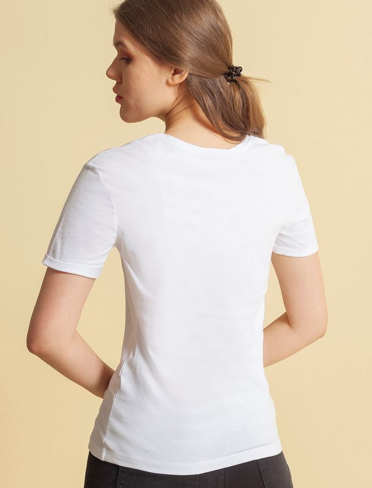 Fashion Friends Kadın T-Shirt 20Y0545B1 Beyaz / White